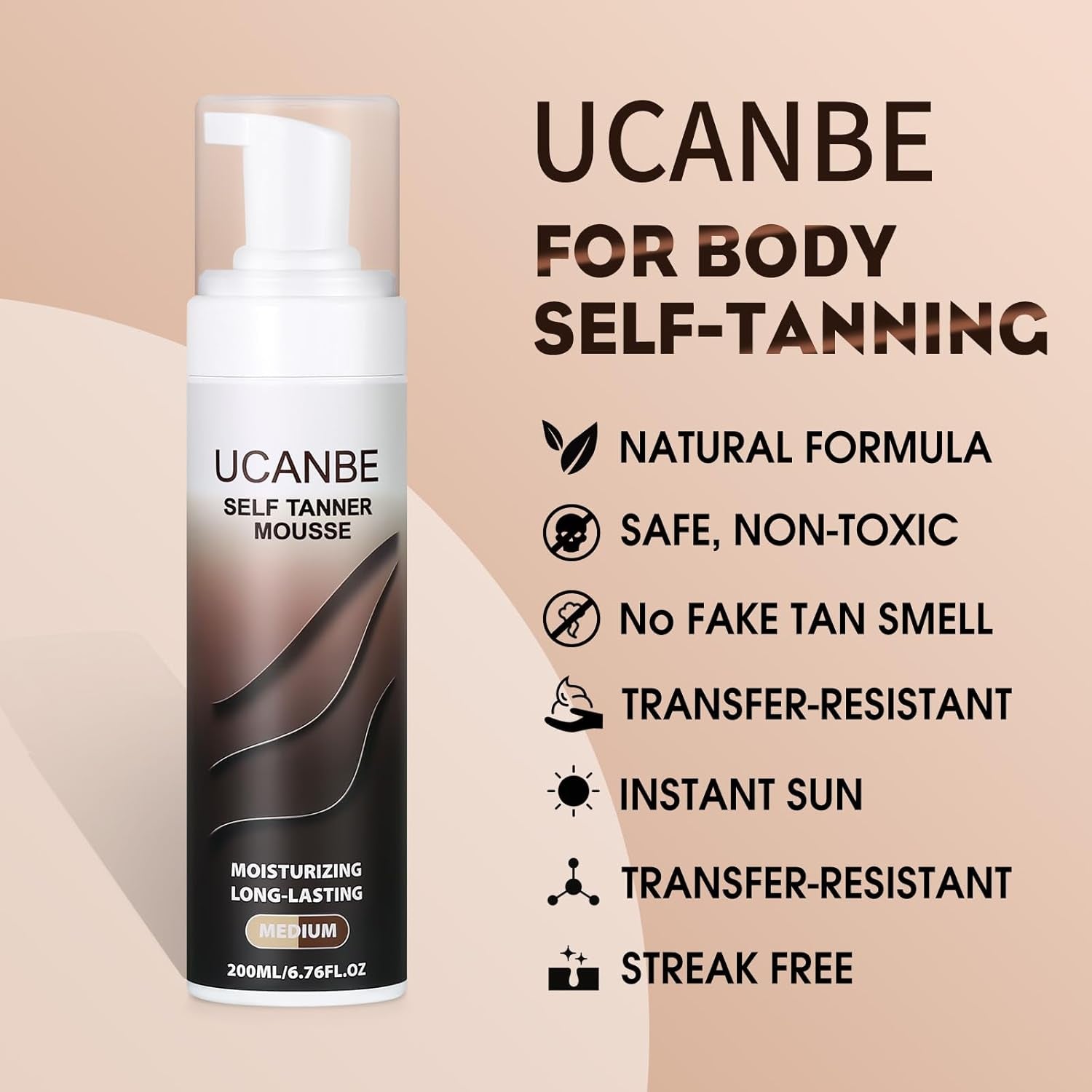 UCANBE Self Tanning Mousse β Sunless Glow, Fast-Drying & Streak-Free