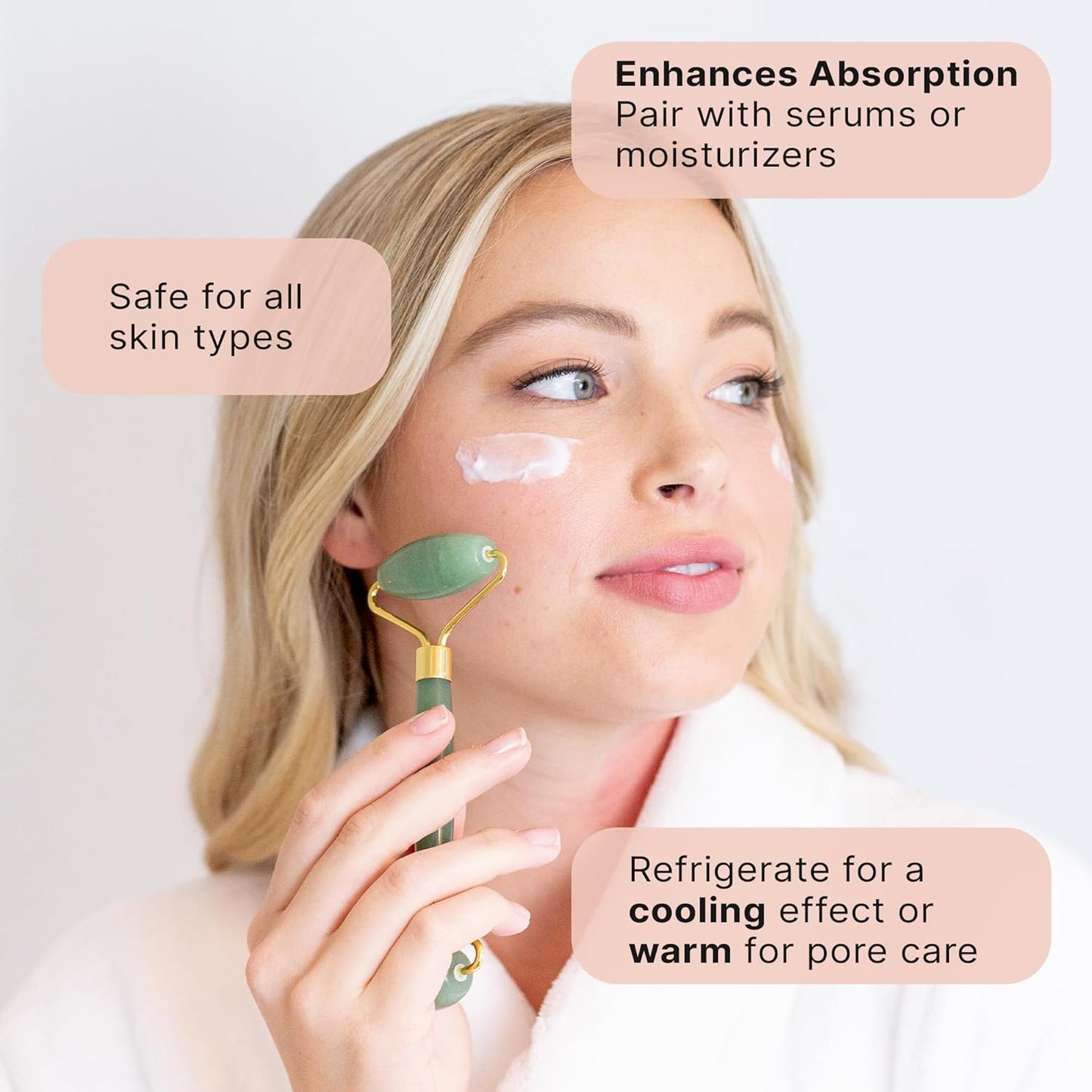 Rose Quartz Facial Roller β Cooling Tool for Puffiness & Glow